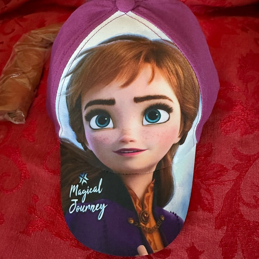 Purple Disney Frozen Anna Magical Journey Hat Cap with ponytail braid